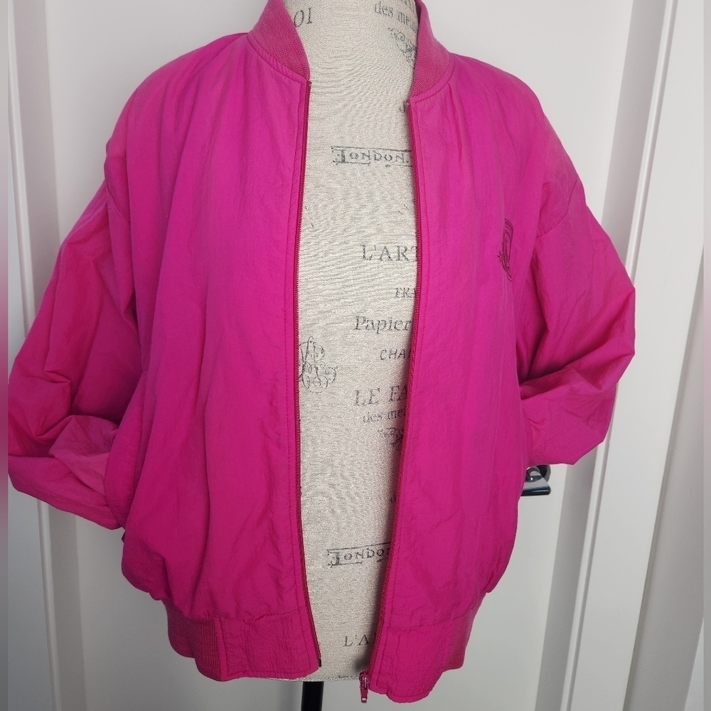 80s Pink Bomber Jacket Anchor Embroidery